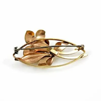 Vintage 12K Gf Carl-Art Floral Brooch 2" Pat #130141
