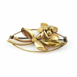 Vintage 12K Gf Carl-Art Floral Brooch 2" Pat #130141
