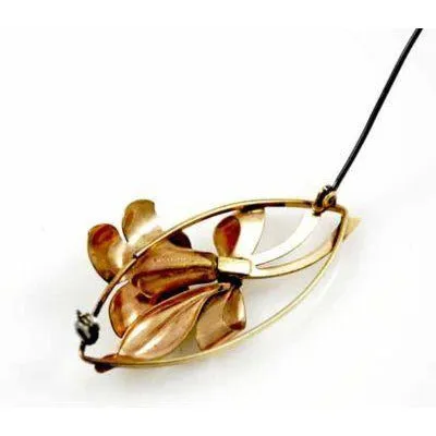 Vintage 12K Gf Carl-Art Floral Brooch 2" Pat #130141