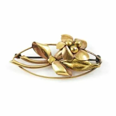 Vintage 12K Gf Carl-Art Floral Brooch 2" Pat #130141