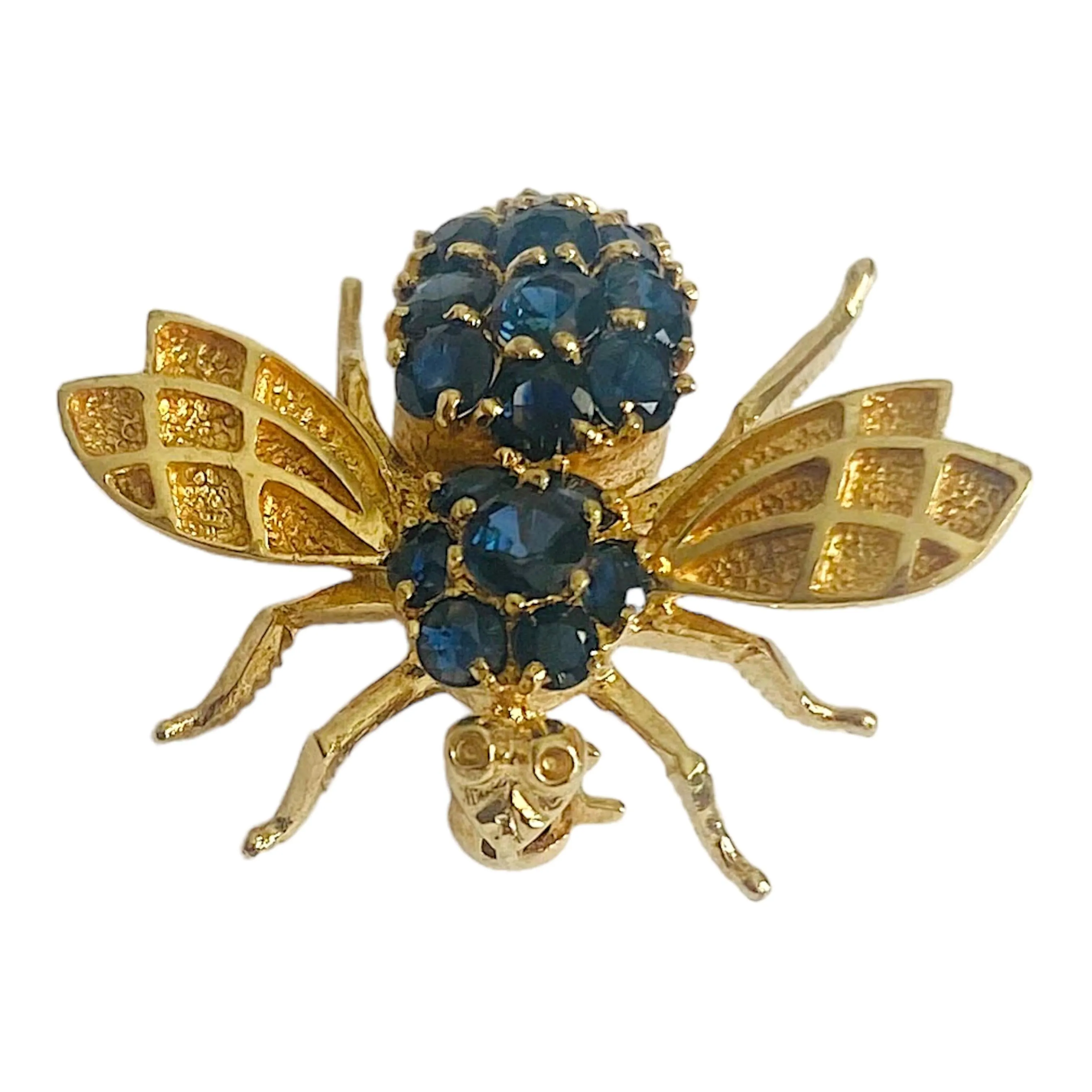 Vintage 14K Sapphire Bee Pin Pendant