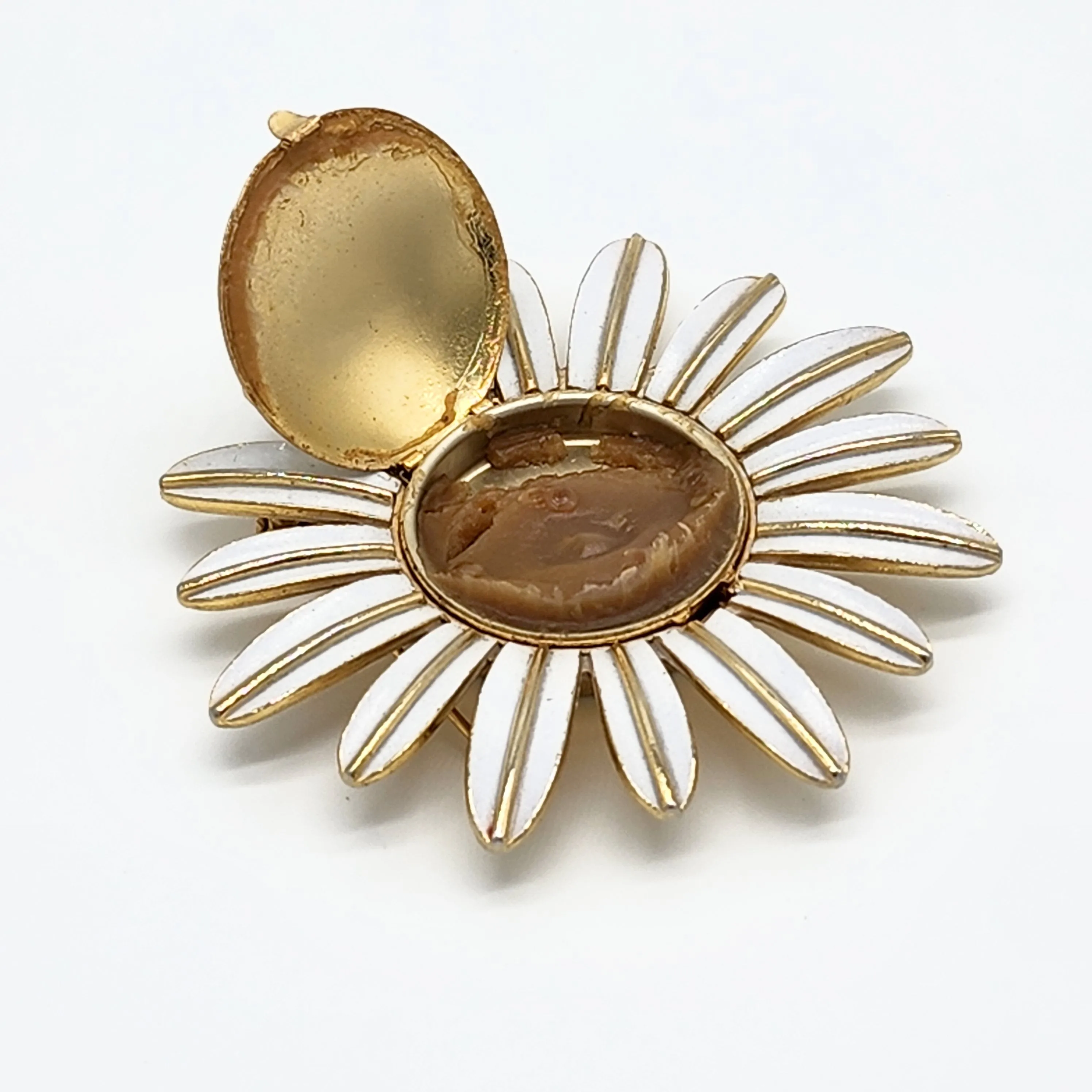 Vintage Avon Daisy Perfume Locket Brooch