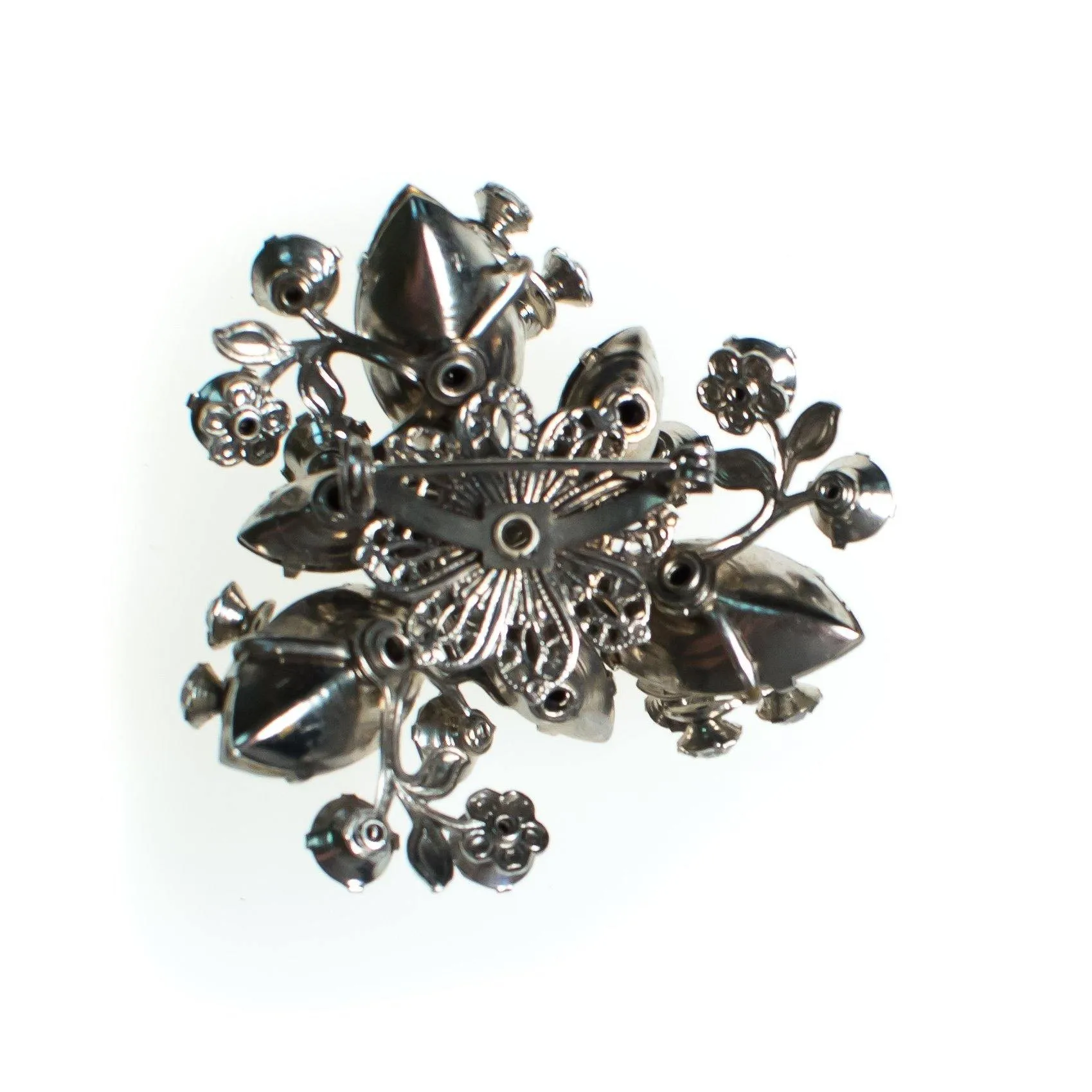 Vintage Black Diamond Smoke Gray Rhinestone Brooch, Diamante and Aurora Borealis Crystals, Brooches and Pins