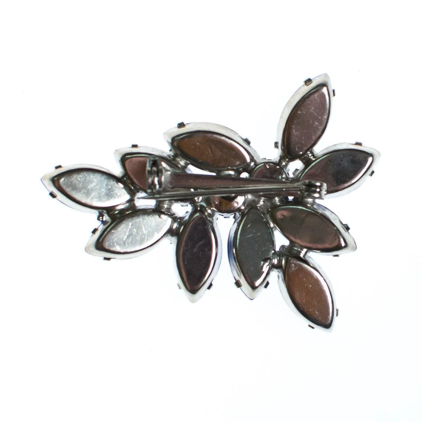Vintage Blue Aurora Borealis Marquise Rhinestone Brooch