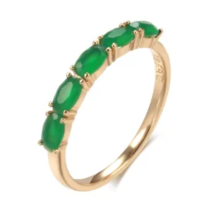 Vintage Dark Green Emerald Ring Women 585 Rose Gold Wedding Jewelry