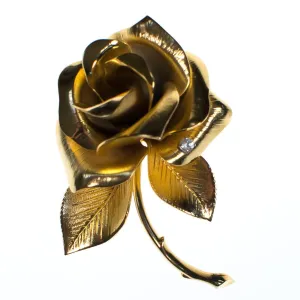 Vintage Giovanni Gold Rose Brooch, Flower Brooch, Gold Tone Setting, Brooches and Pins