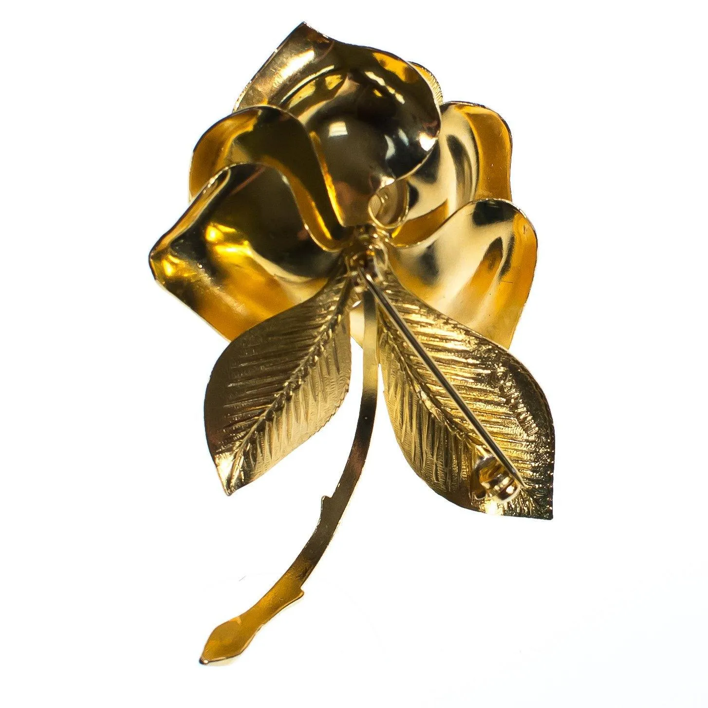 Vintage Giovanni Gold Rose Brooch, Flower Brooch, Gold Tone Setting, Brooches and Pins