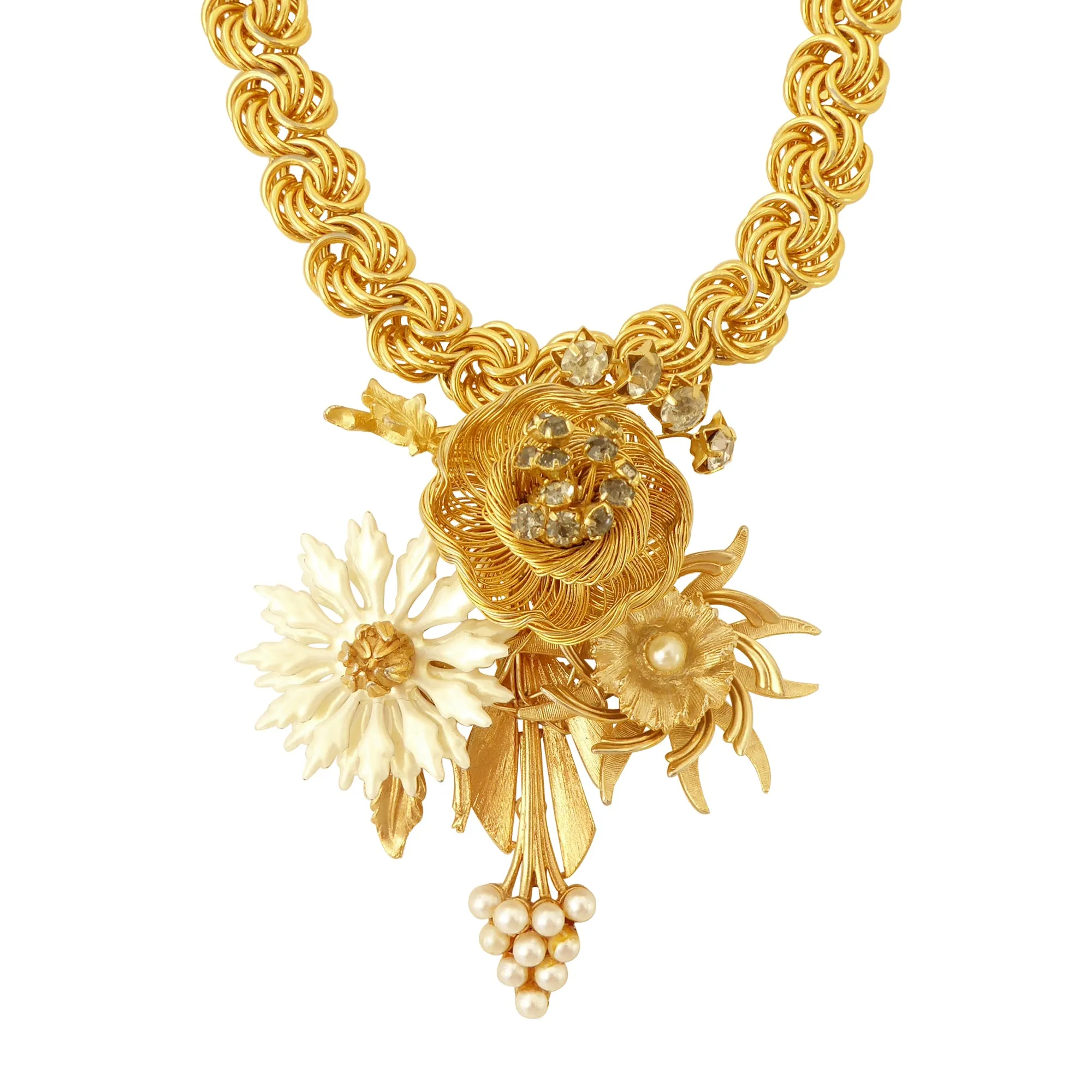 Vintage gold flower necklace