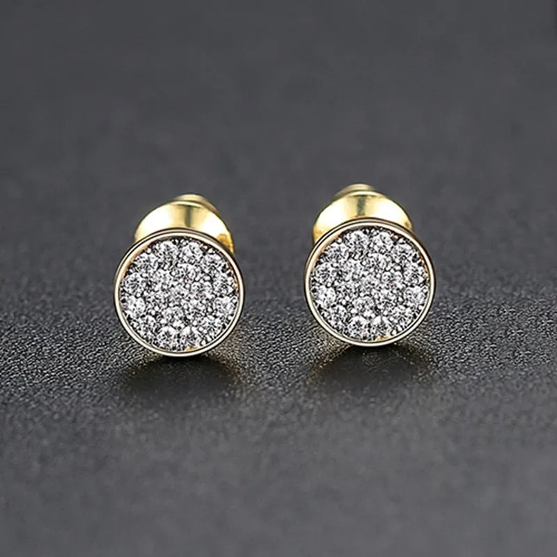 Vintage Gold Punk Iced Zircon Stud Earrings for Women Wedding  Jewelry