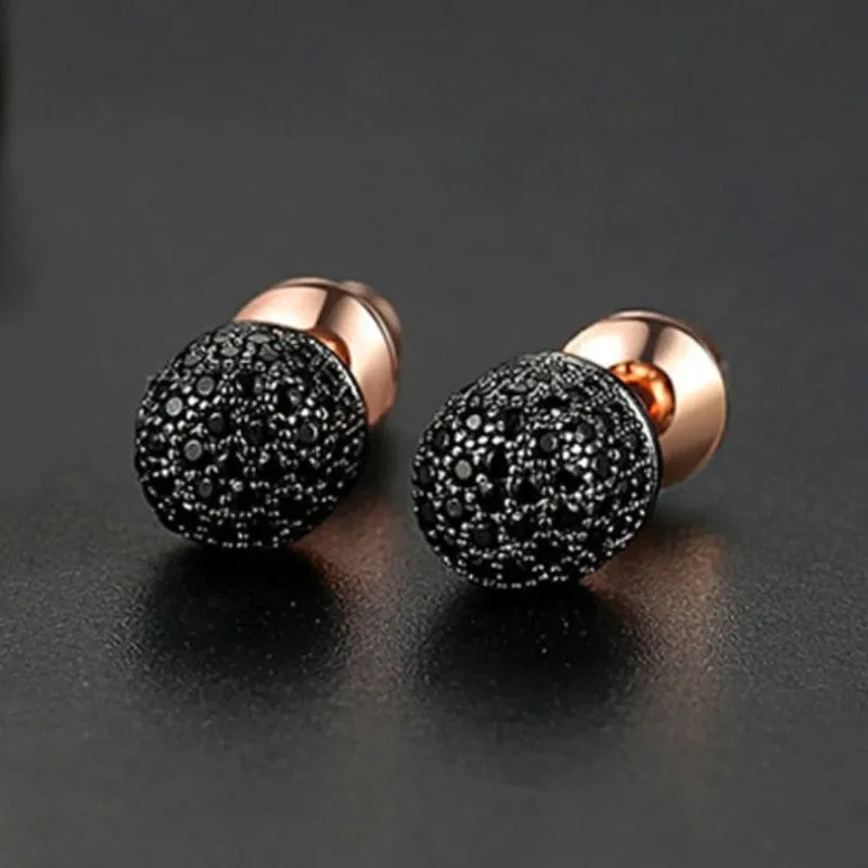 Vintage Gold Punk Iced Zircon Stud Earrings for Women Wedding  Jewelry