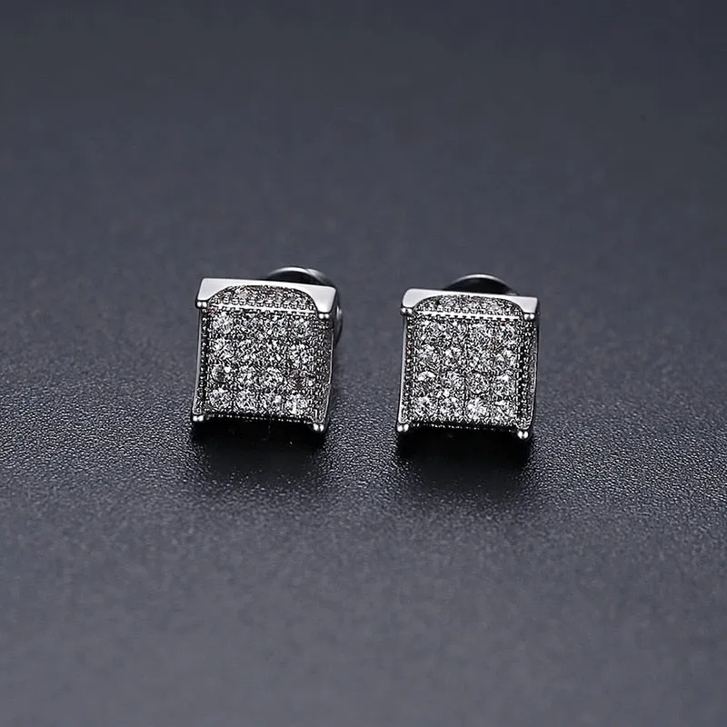 Vintage Gold Punk Iced Zircon Stud Earrings for Women Wedding  Jewelry