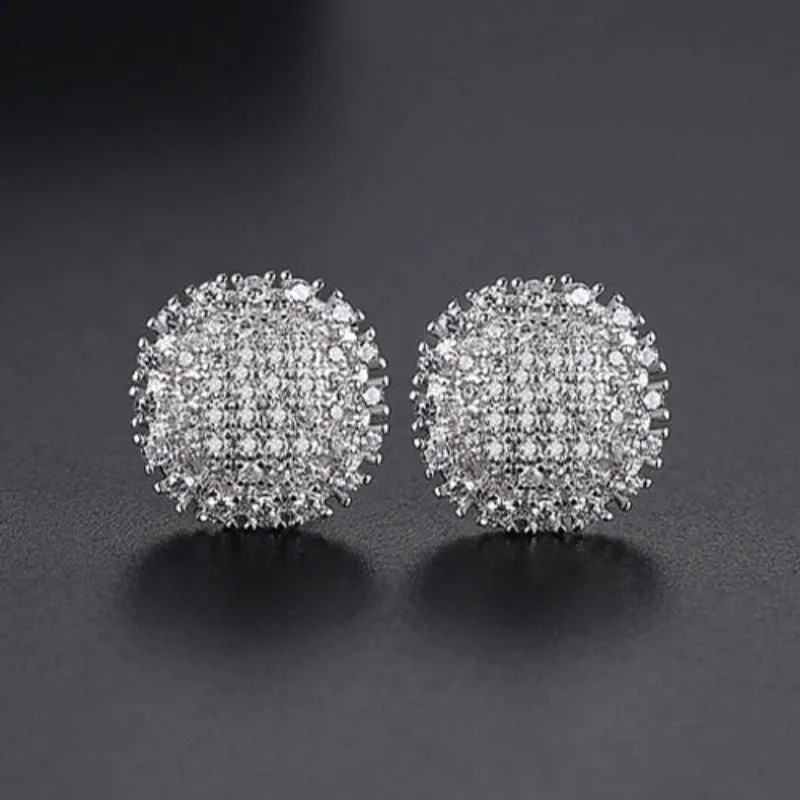 Vintage Gold Punk Iced Zircon Stud Earrings for Women Wedding  Jewelry
