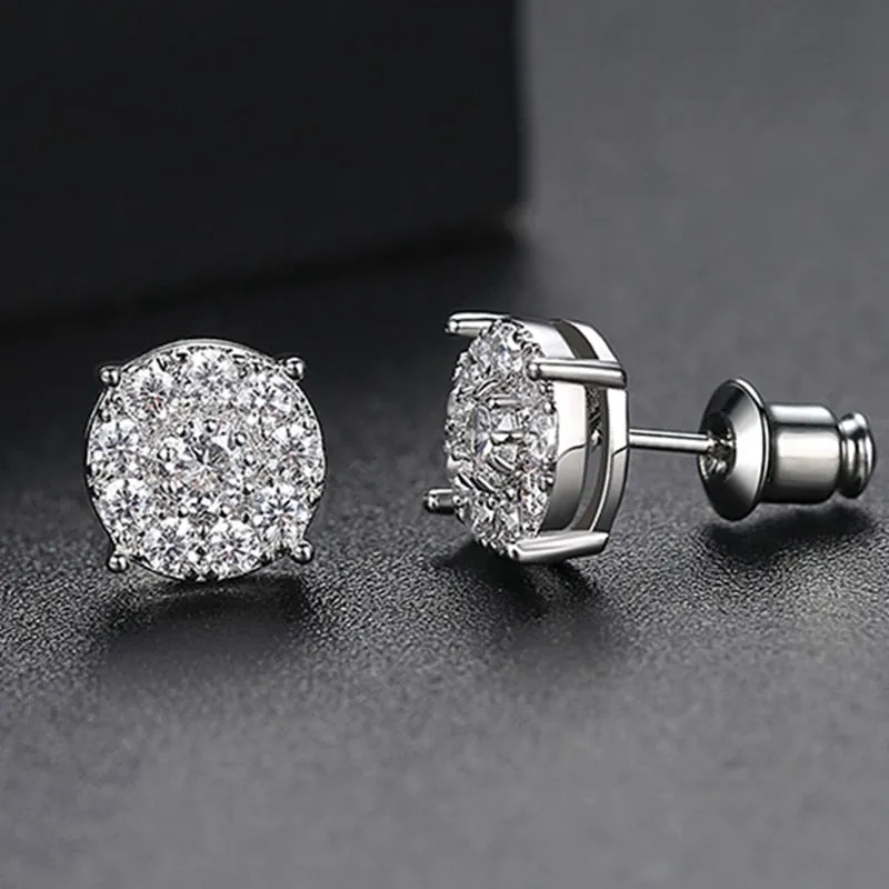 Vintage Gold Punk Iced Zircon Stud Earrings for Women Wedding  Jewelry