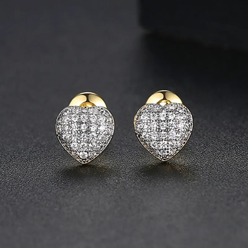 Vintage Gold Punk Iced Zircon Stud Earrings for Women Wedding  Jewelry