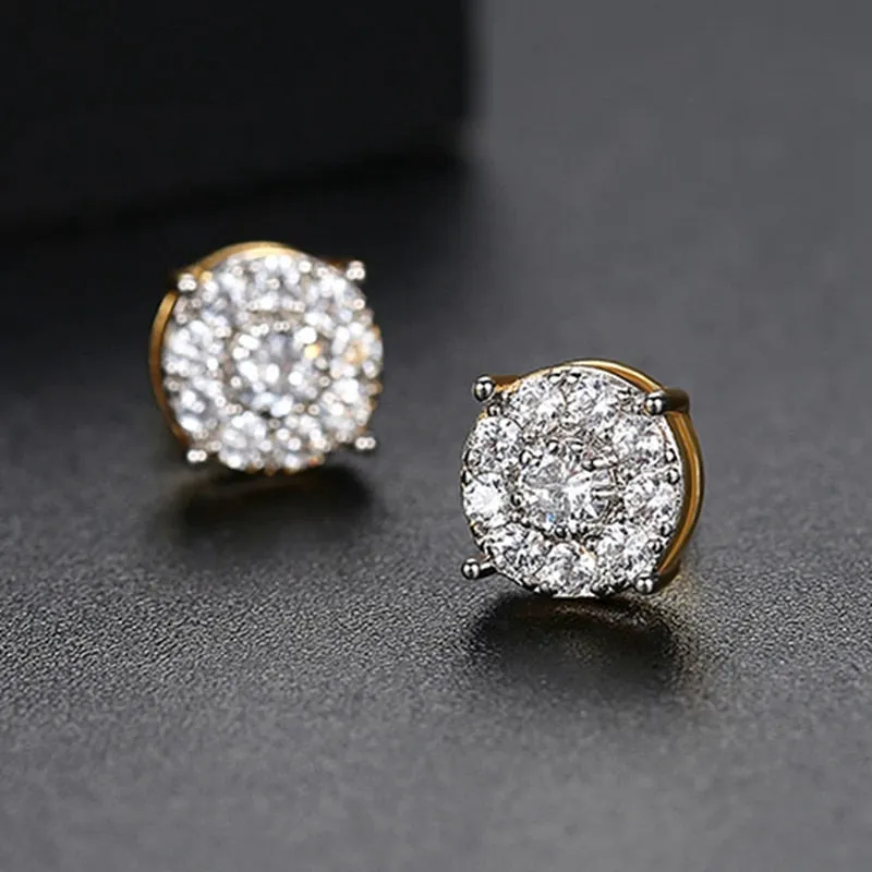 Vintage Gold Punk Iced Zircon Stud Earrings for Women Wedding  Jewelry