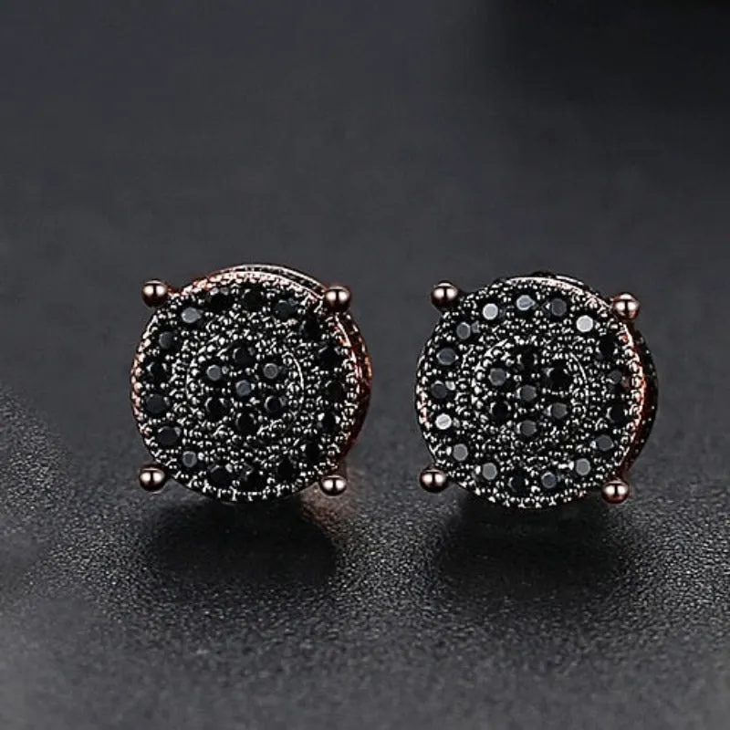 Vintage Gold Punk Iced Zircon Stud Earrings for Women Wedding  Jewelry