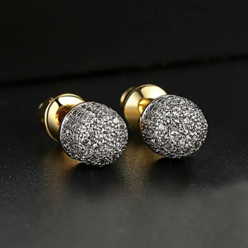 Vintage Gold Punk Iced Zircon Stud Earrings for Women Wedding  Jewelry
