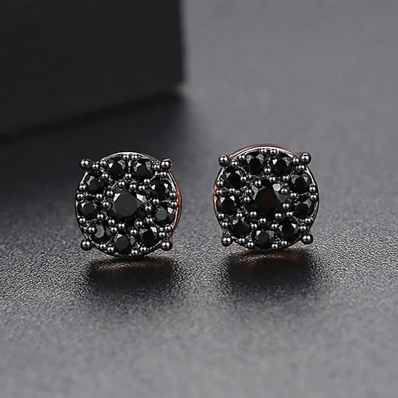 Vintage Gold Punk Iced Zircon Stud Earrings for Women Wedding  Jewelry