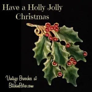 Vintage Holly Christmas Brooch