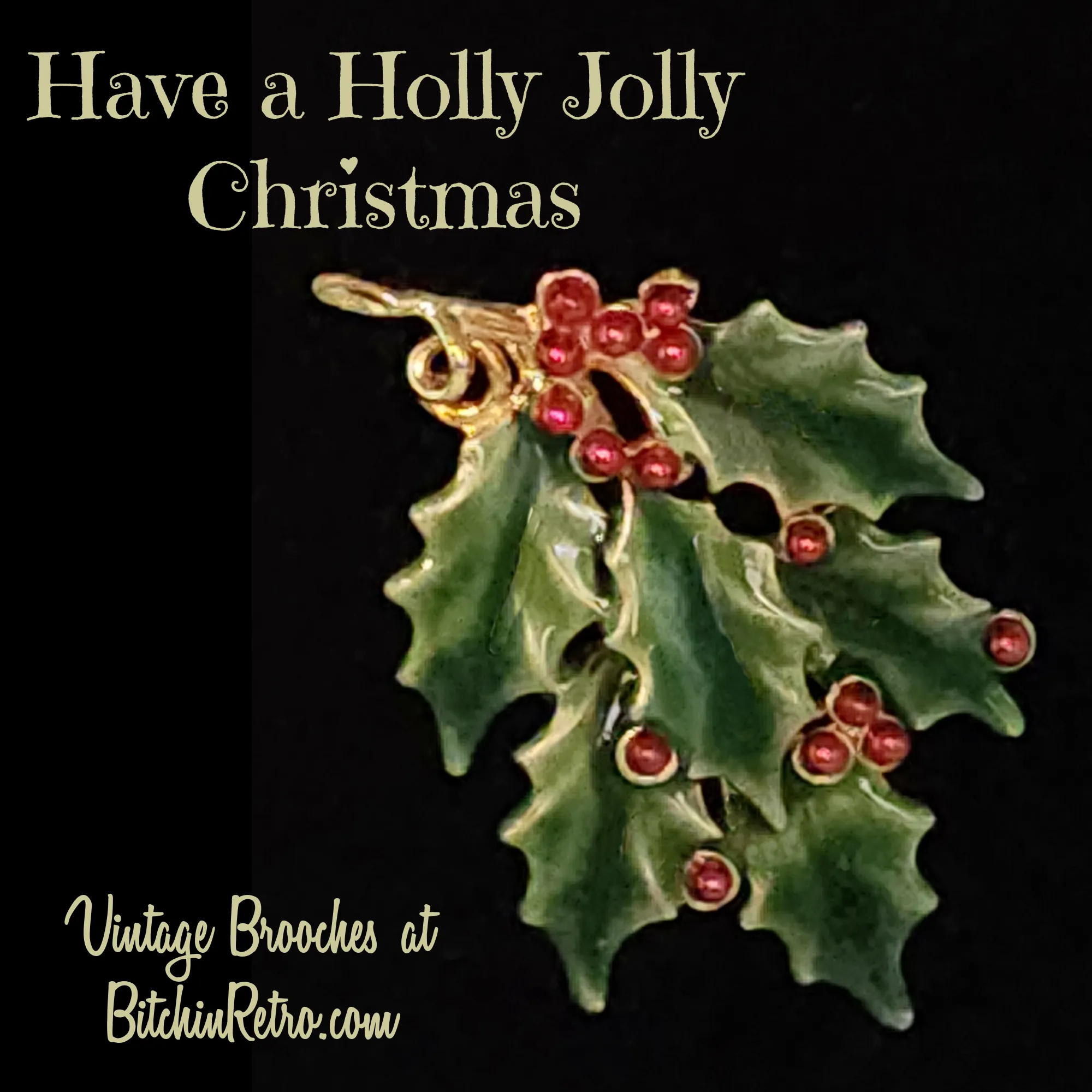 Vintage Holly Christmas Brooch