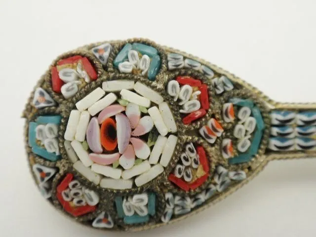 Vintage Italian Mosaic Mandolin Brooch
