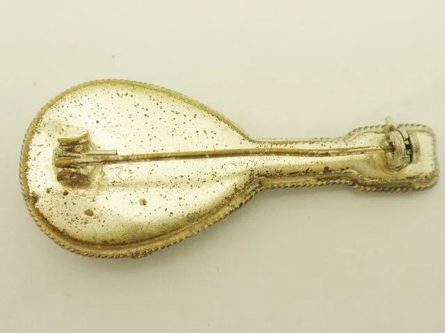 Vintage Italian Mosaic Mandolin Brooch