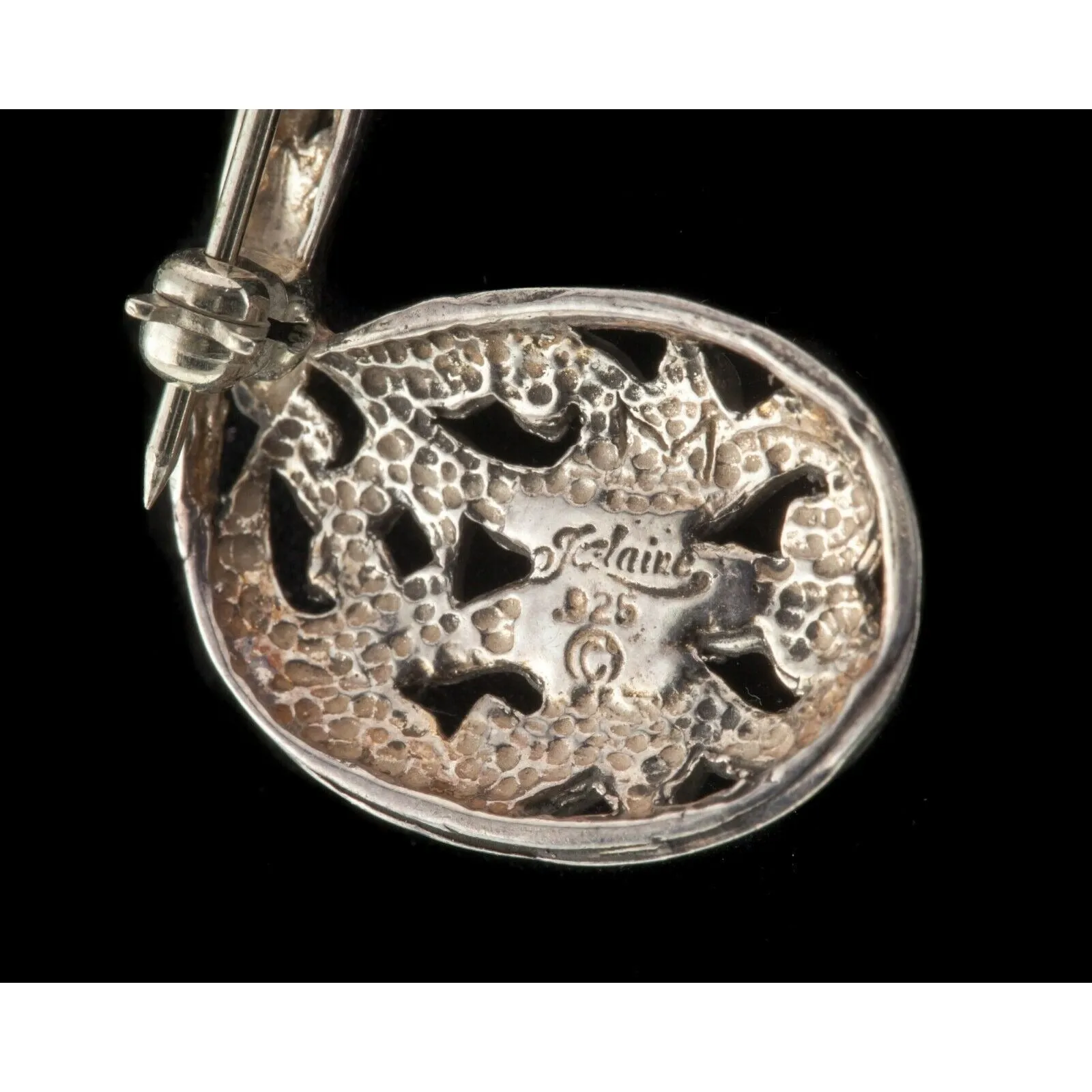 Vintage Jezlaine Music Clef Note Brooch in Sterling Silver 6.5gr