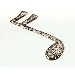Vintage Jezlaine Music Clef Note Brooch in Sterling Silver 6.5gr
