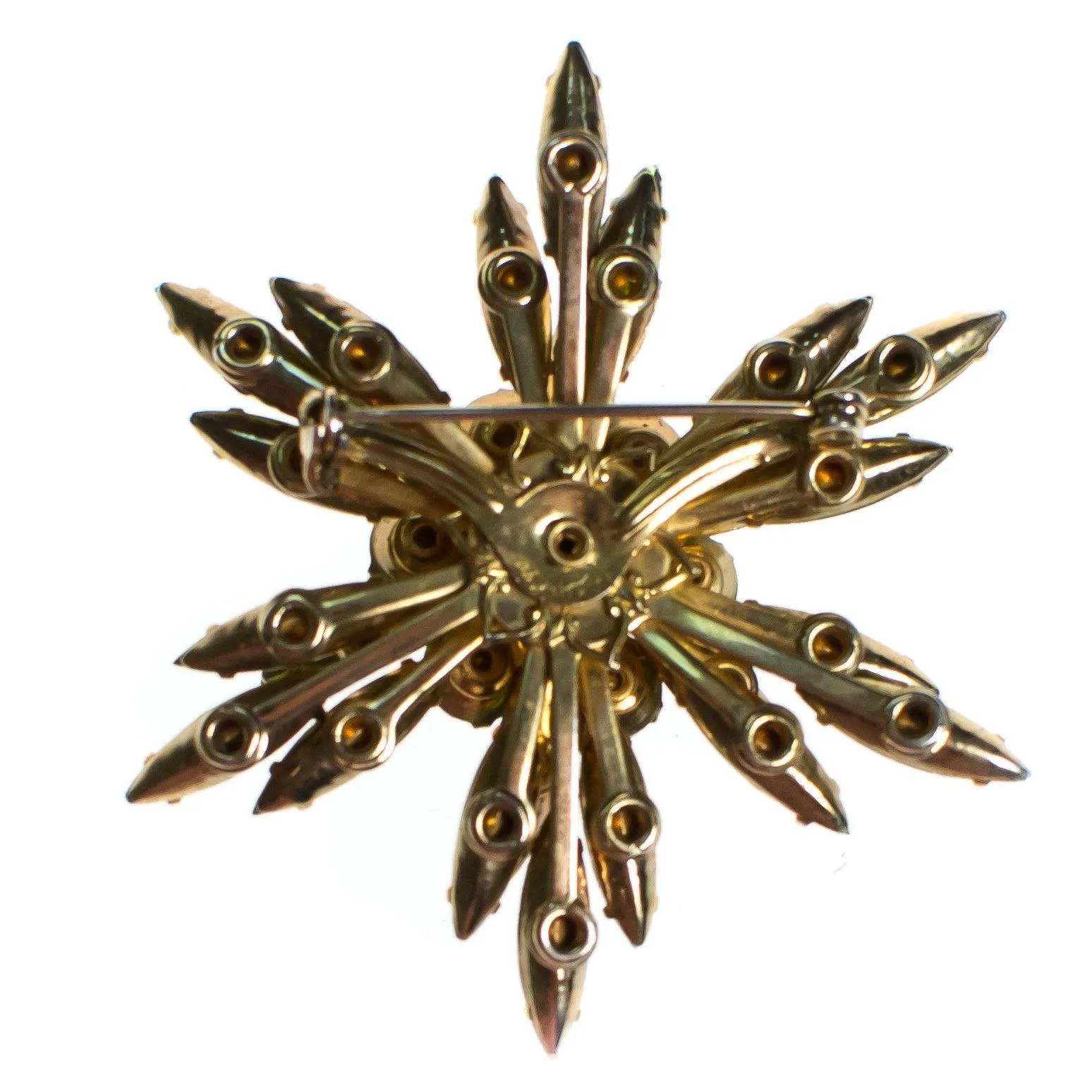 Vintage Judy Lee Green Rhinestone Starburst Brooch,