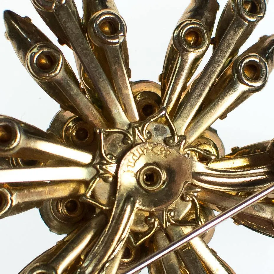 Vintage Judy Lee Green Rhinestone Starburst Brooch,