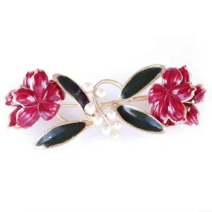 Vintage Large 3-D Floral Statement Brooch W/Faux Pearls 1940S