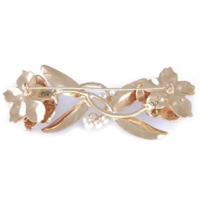 Vintage Large 3-D Floral Statement Brooch W/Faux Pearls 1940S