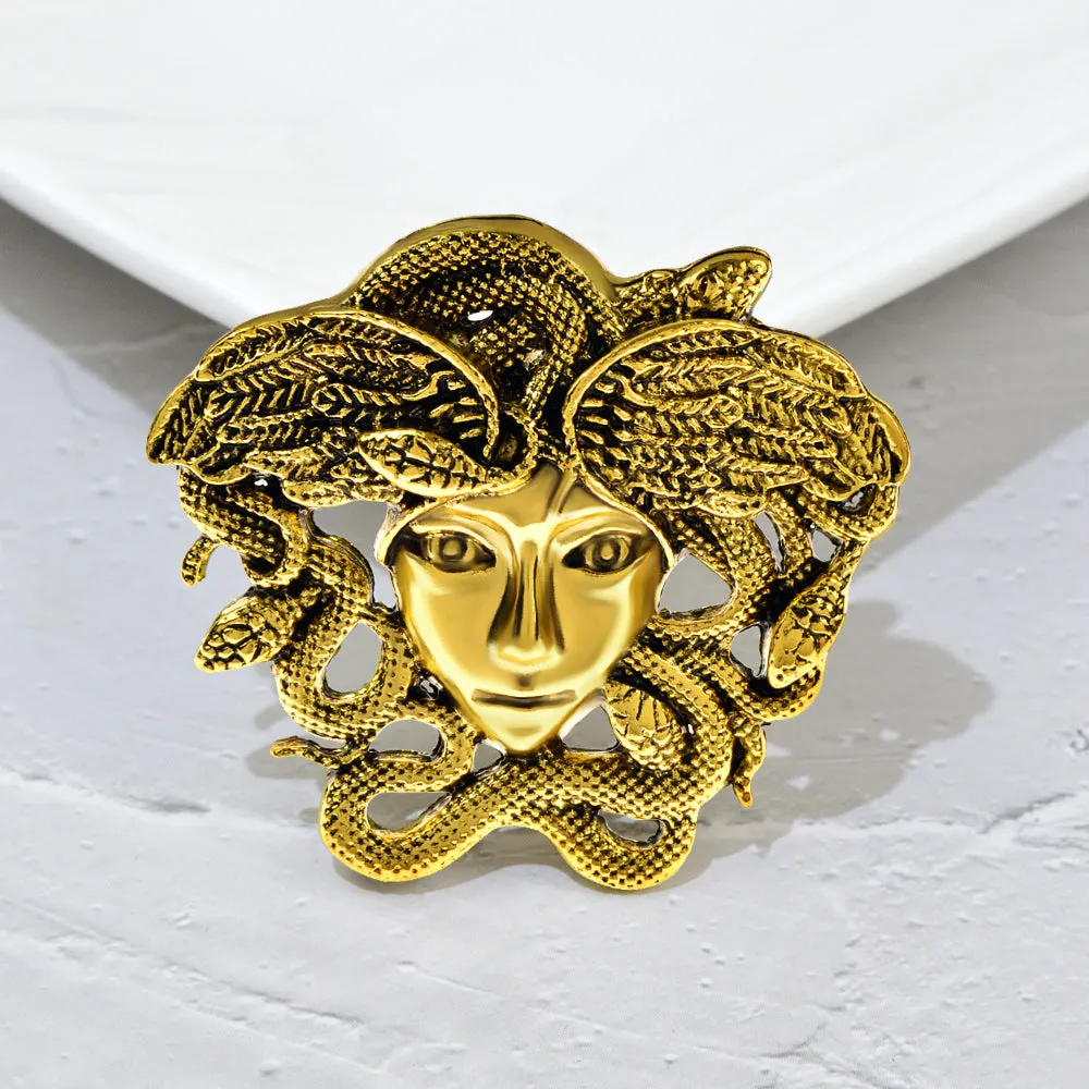 Vintage Medusa Greek Mythology Snake Lady Figure Brooches