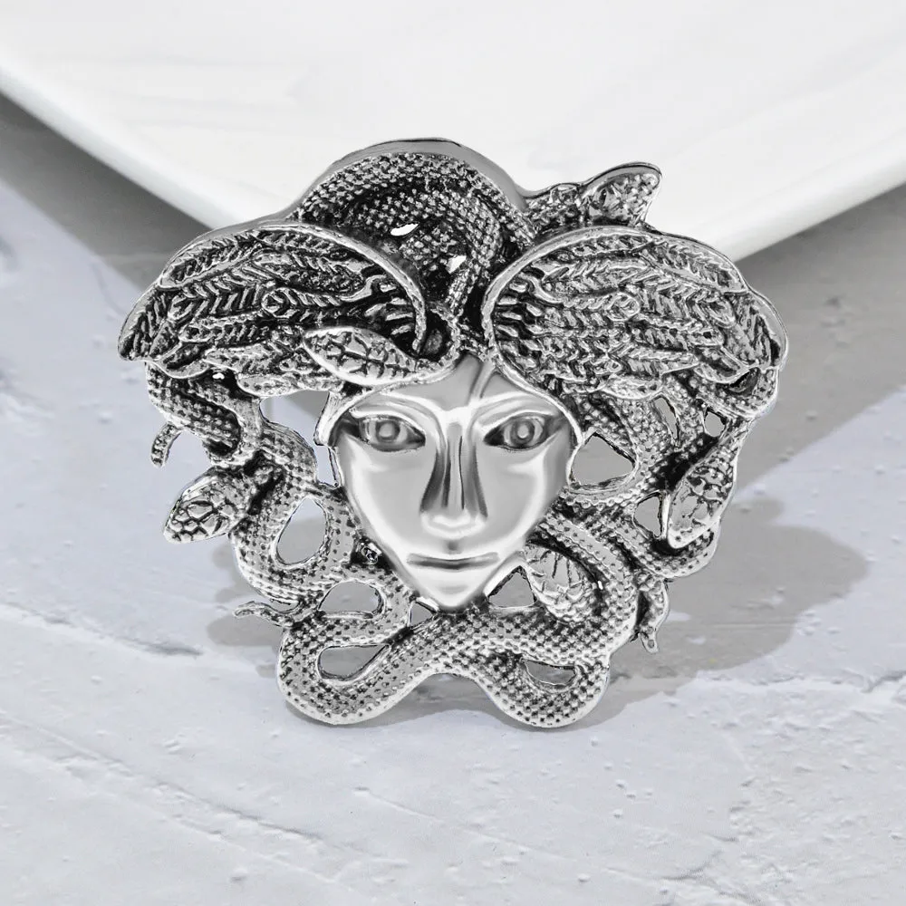 Vintage Medusa Greek Mythology Snake Lady Figure Brooches