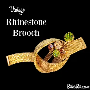 Vintage Mesh Knot Rhinestone Brooch