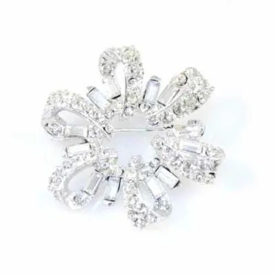 Vintage Pell Rhinestone Bow Brooch 1950S
