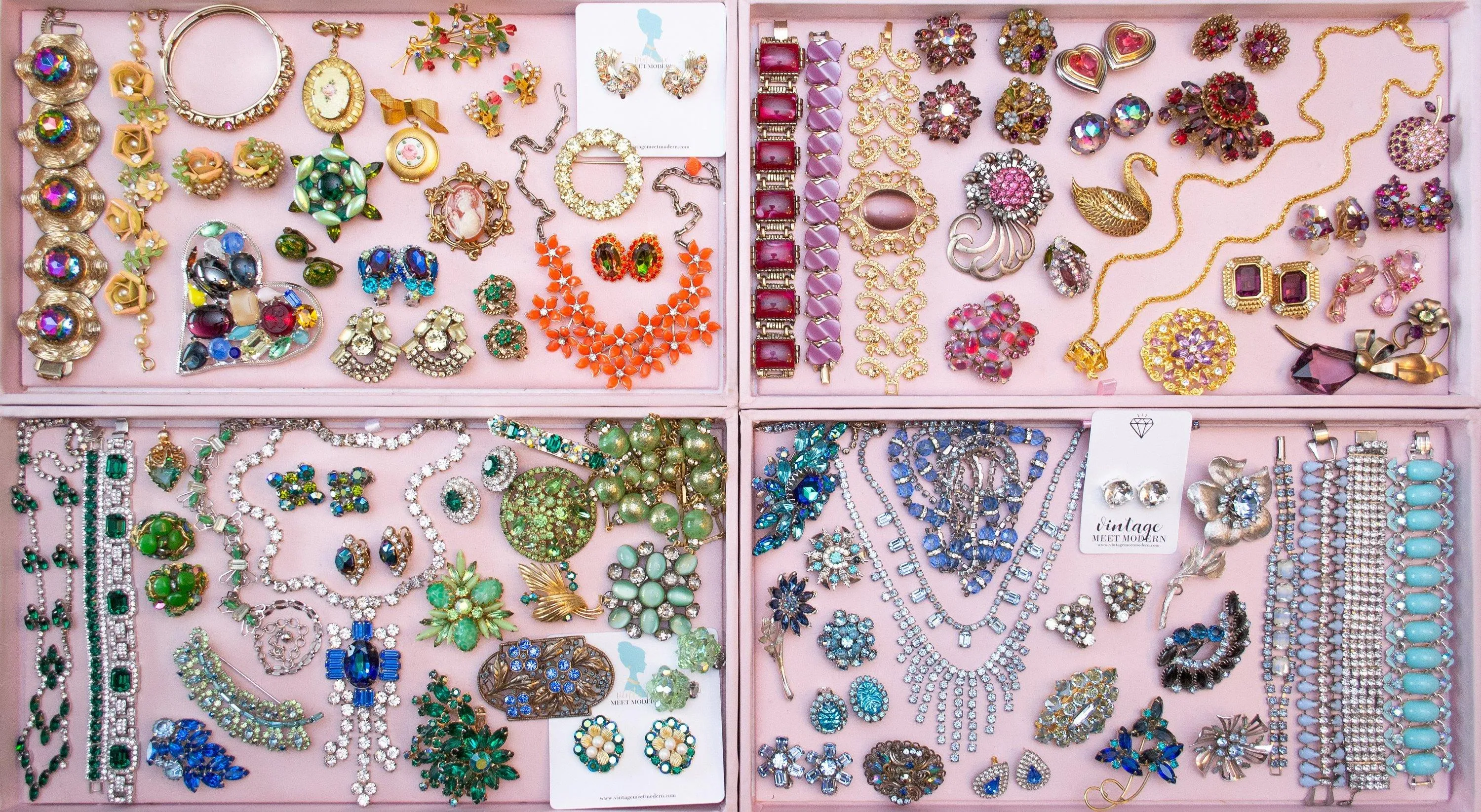 Vintage Pennino Sterlin Silver Brooch, Pink and Clear Rhinestones, Silver Tone Setting, Brooches and Pins