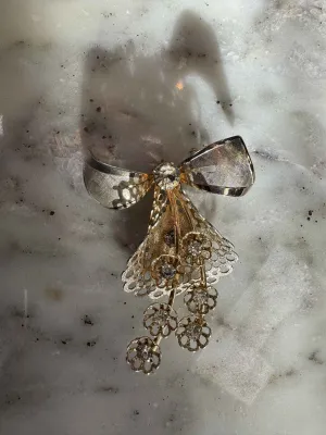 Vintage Rhinestone Bow Brooch