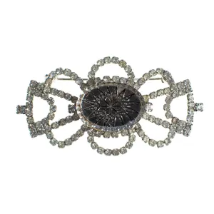 Vintage Rhinestone Brooch with Etched Crystal Center