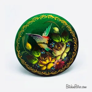 Vintage Russian Hand Painted Lacquer Brooch