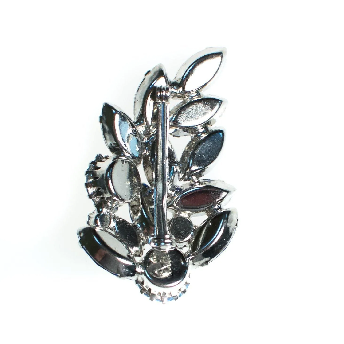 Vintage Sapphire Blue Rhinestone Brooch, Light Blue and Blue Rhinestones, Silver Tone Setting, Brooches and Pins