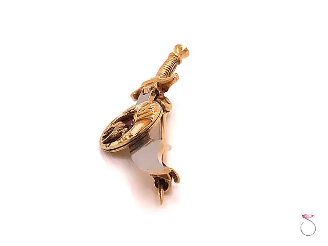 Vintage Shriners Masonic Enamel Sword Brooch in 14K Yellow Gold