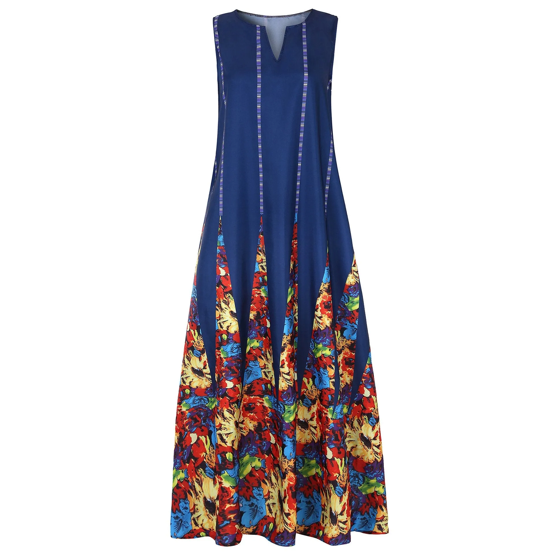 Vintage V Neck Sleeveless Pocket Dresses