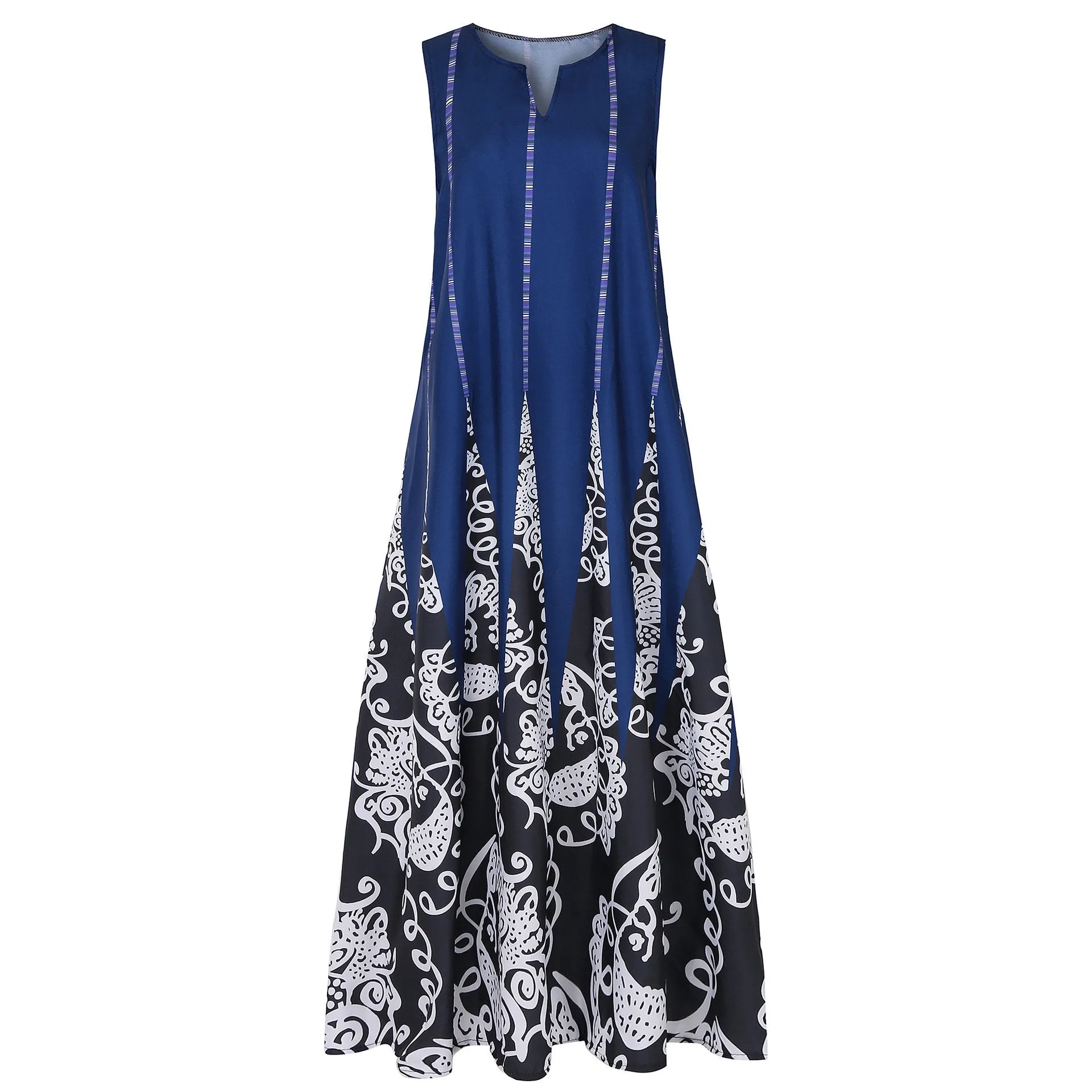 Vintage V Neck Sleeveless Pocket Dresses