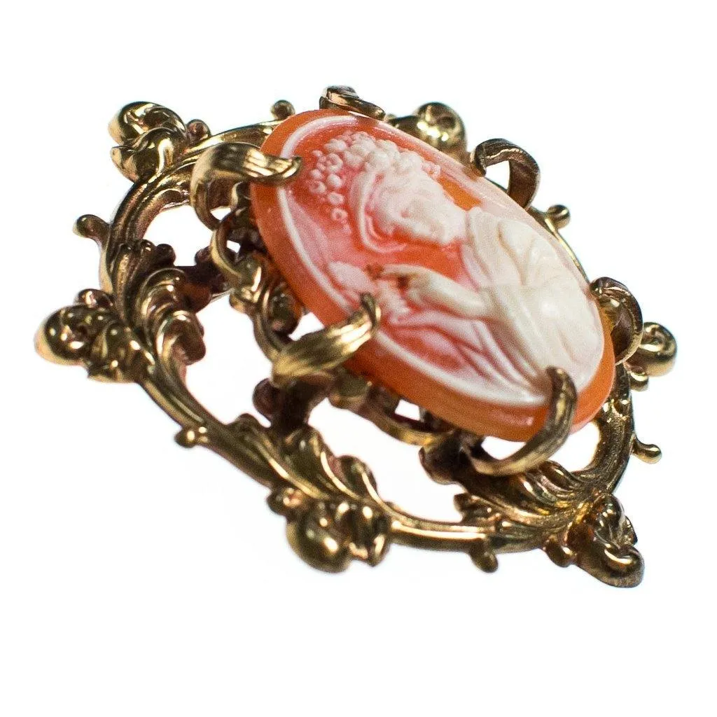Vintage Victoria Inspired Lucite Cameo Brooch Lady with Hat Silhouette