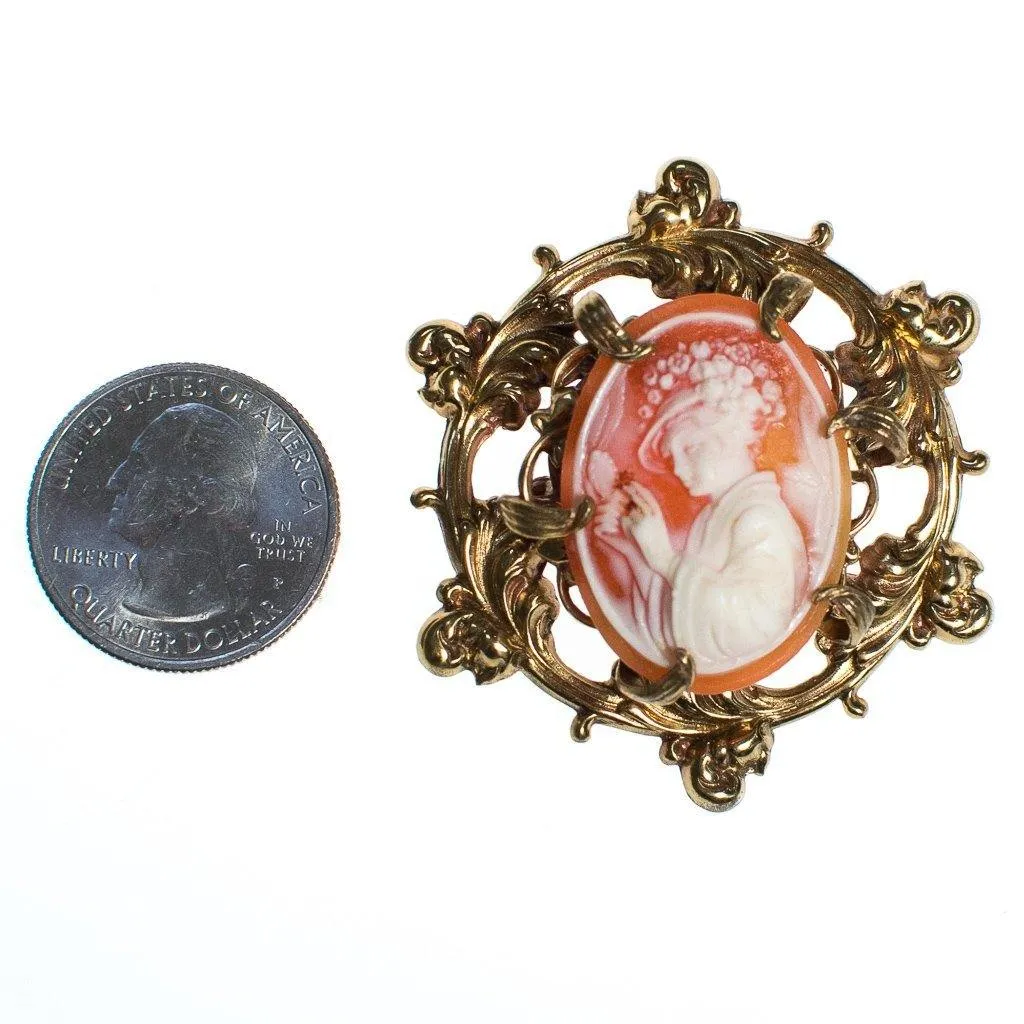 Vintage Victoria Inspired Lucite Cameo Brooch Lady with Hat Silhouette