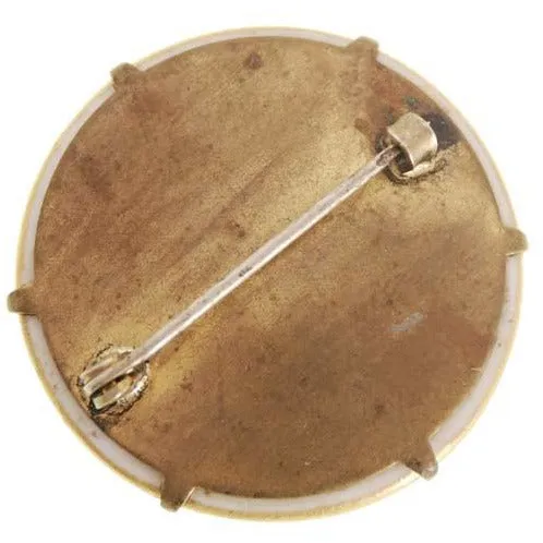 Vintage Victorian Pin Brooch Transfer Ware Violet Round