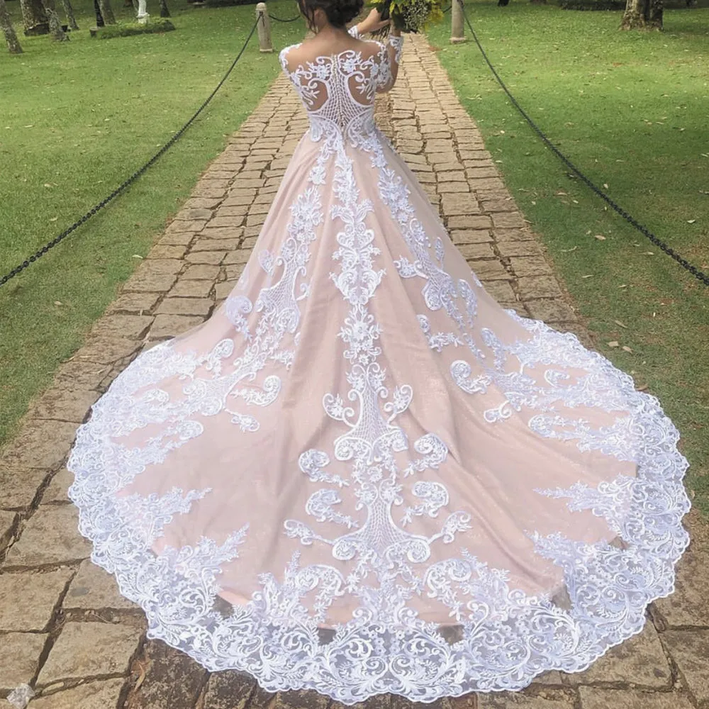 vintage wedding dresses boho lace applique elegant champagne luxury wedding gown vestido de noiva