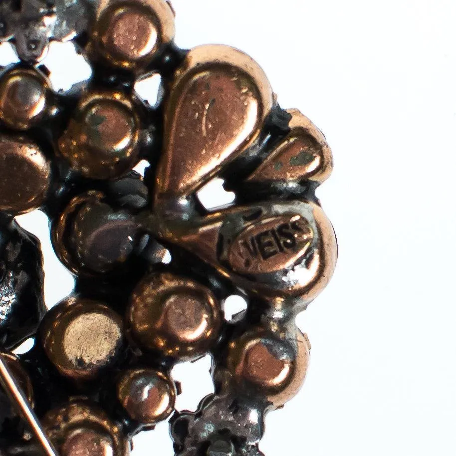 Vintage Weiss Brooch, Purple, Blue, Gold, and Red Rhinestones, Diamante Crystals, Silver Tone Setting, Brooches and Pins