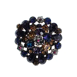 Vintage Weiss Brooch, Purple, Blue, Gold, and Red Rhinestones, Diamante Crystals, Silver Tone Setting, Brooches and Pins